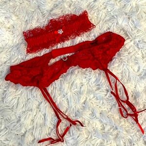Red garter and belt set